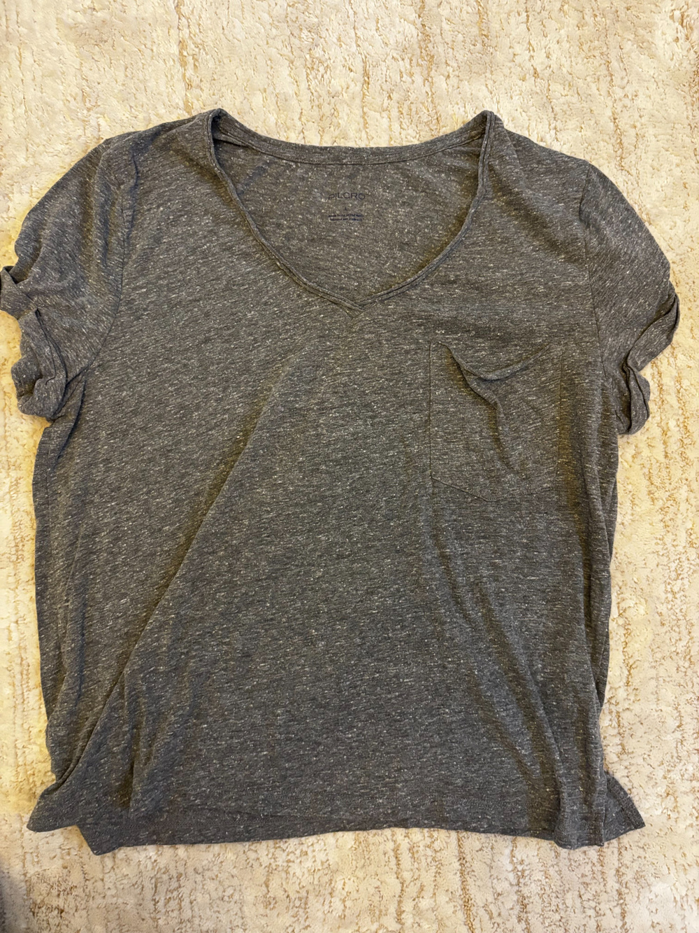Pilcro Heathered Gray V Neck Pocket T Shirt Womens L